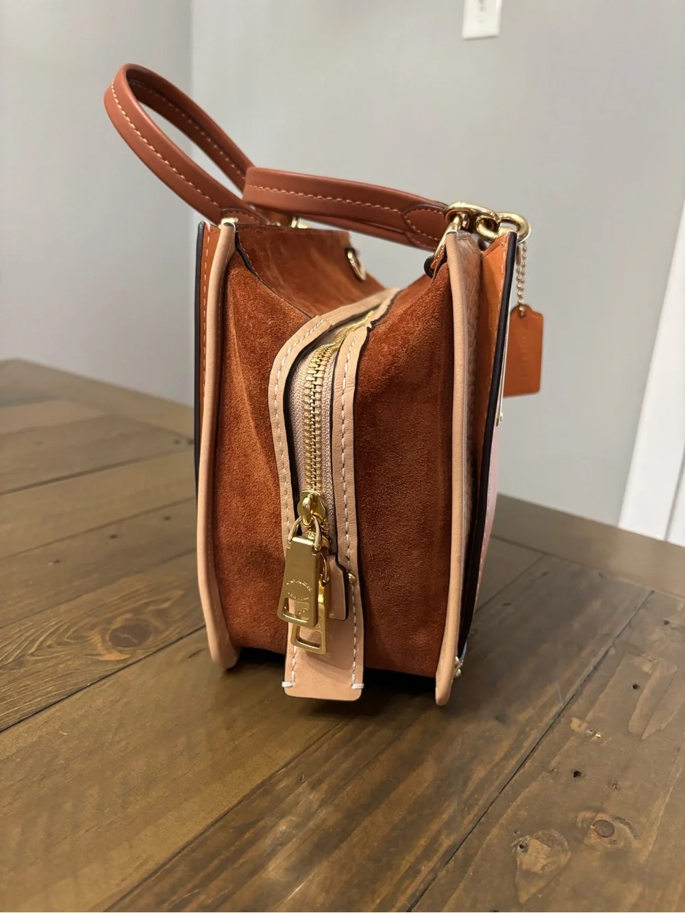 Coach Dreamer Satchel in Sunrise Multi Colorblock Leather and Suede